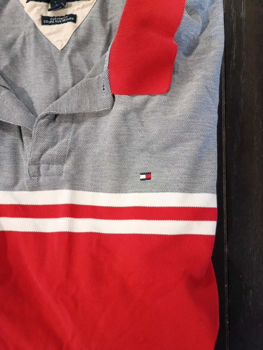 Tommy Hilfiger Men’s Vintage  Red and Gray Polo Shirt - Picture 2 of 3